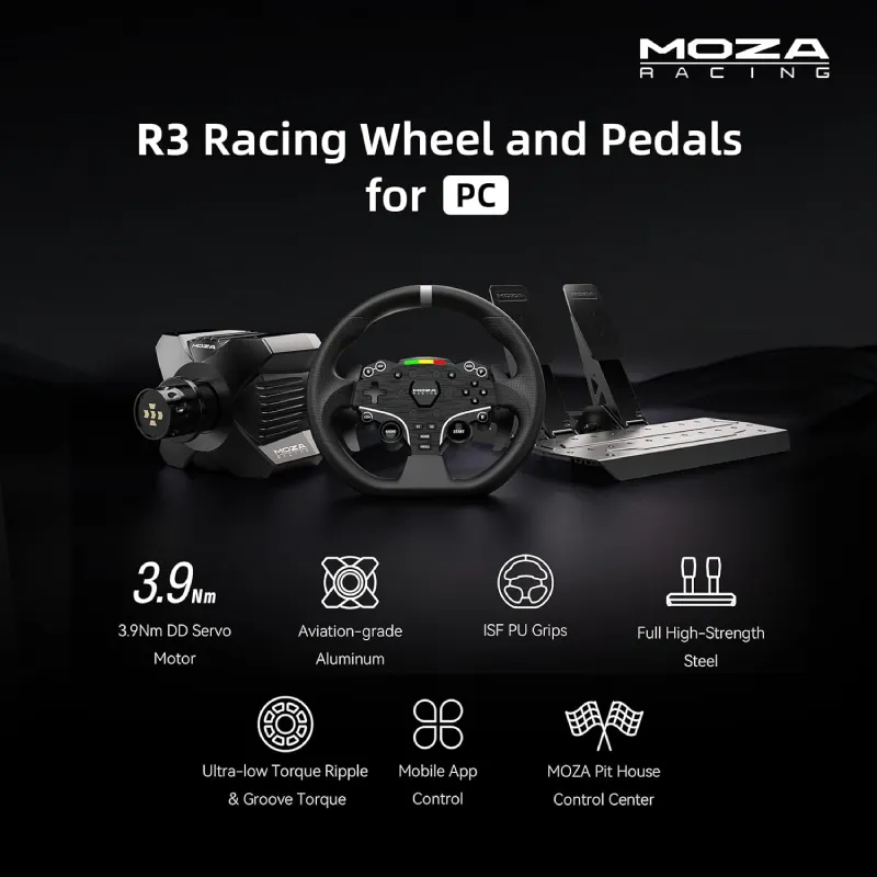 MOZA R3 Racing Wheel and Pedals Bundle for PC, 3.9Nm Direct Drive - Image 5